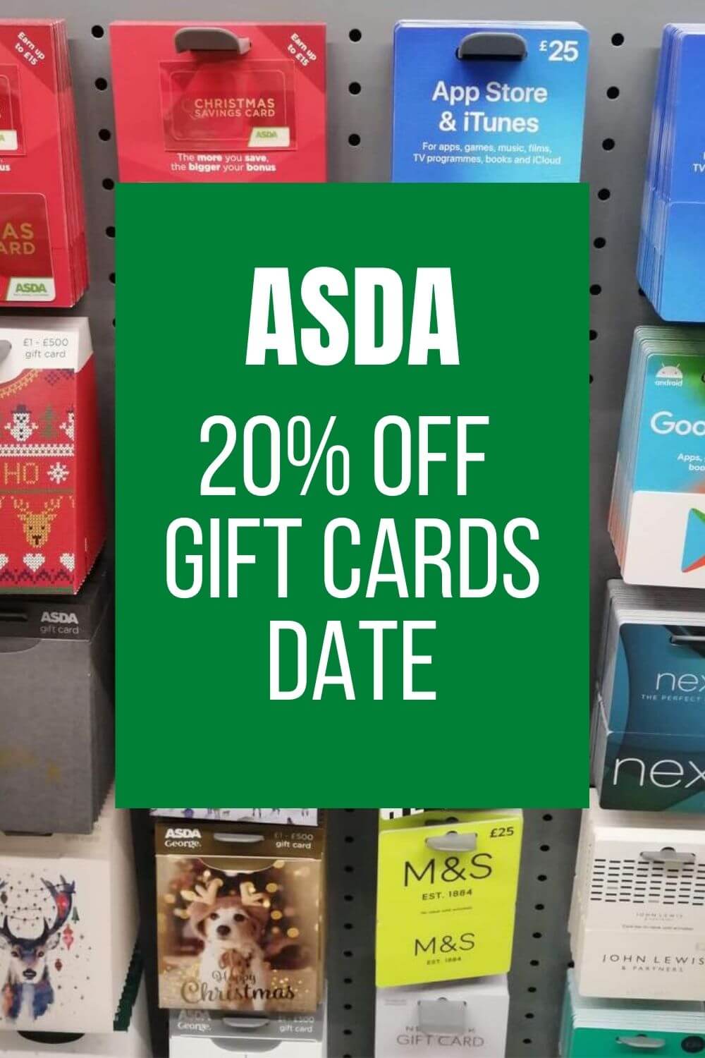 ASDA 20% off Gift Cards Dates 2024