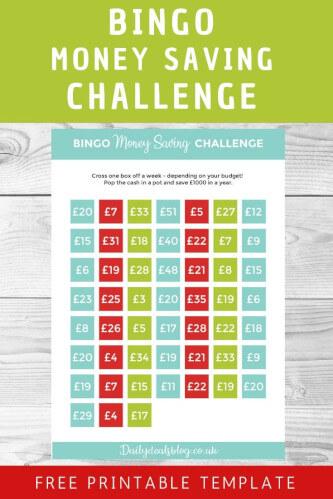 Bingo Money Saving Challenge - Free Printable to Save £1000 a Year